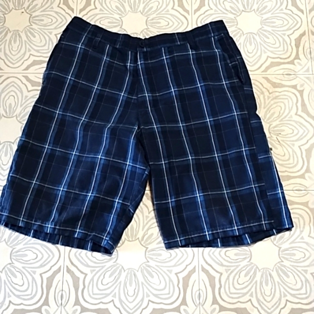 Mens Plaid Shorts Blue Tones Sz 34 Summer Pool Golf Active Wear